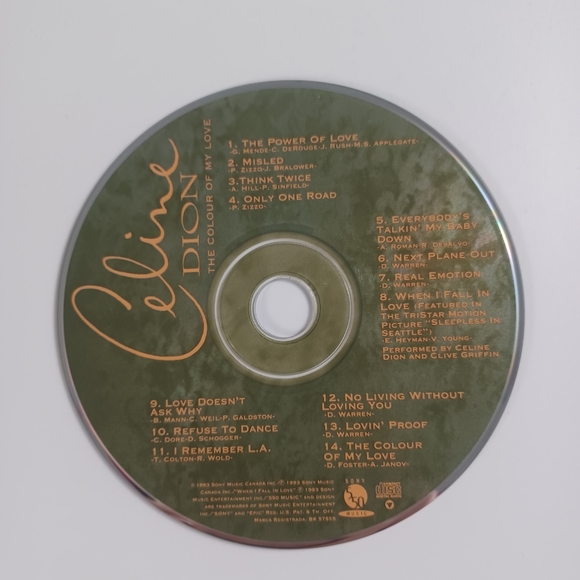 Celine Dion CD The Colour Of My Love -Music -90s -Rock -Pop *MINOR WEAR - Picture 3 of 9